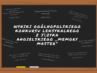 Wyniki jesiennej edycji Ogólnopolskiego Konkursu Leksykalnego z języka angielskiego ,,Memory Master”
