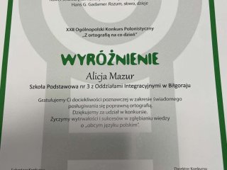 Sukcesy w konkursach polonistycznych